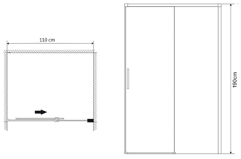 Душевая дверь Grossman Fly1 110x190, прозрачное, хром GR-D110Fl1