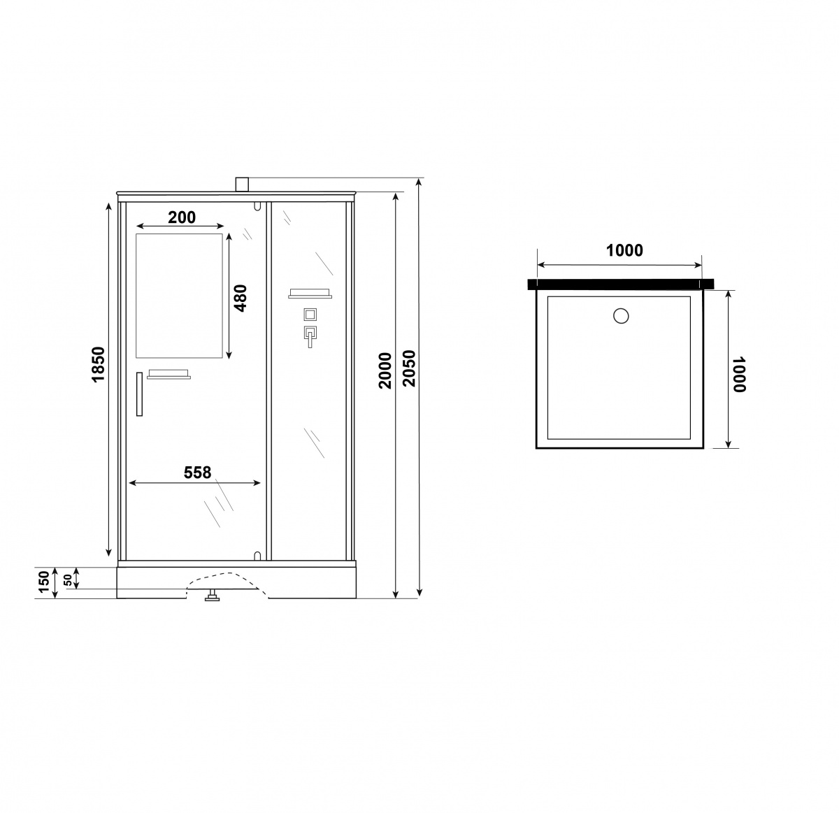 Душевая кабина Niagara Standart ST100/15Q/BK 100x100 стекло прозрачное, без крыши, без г/м
