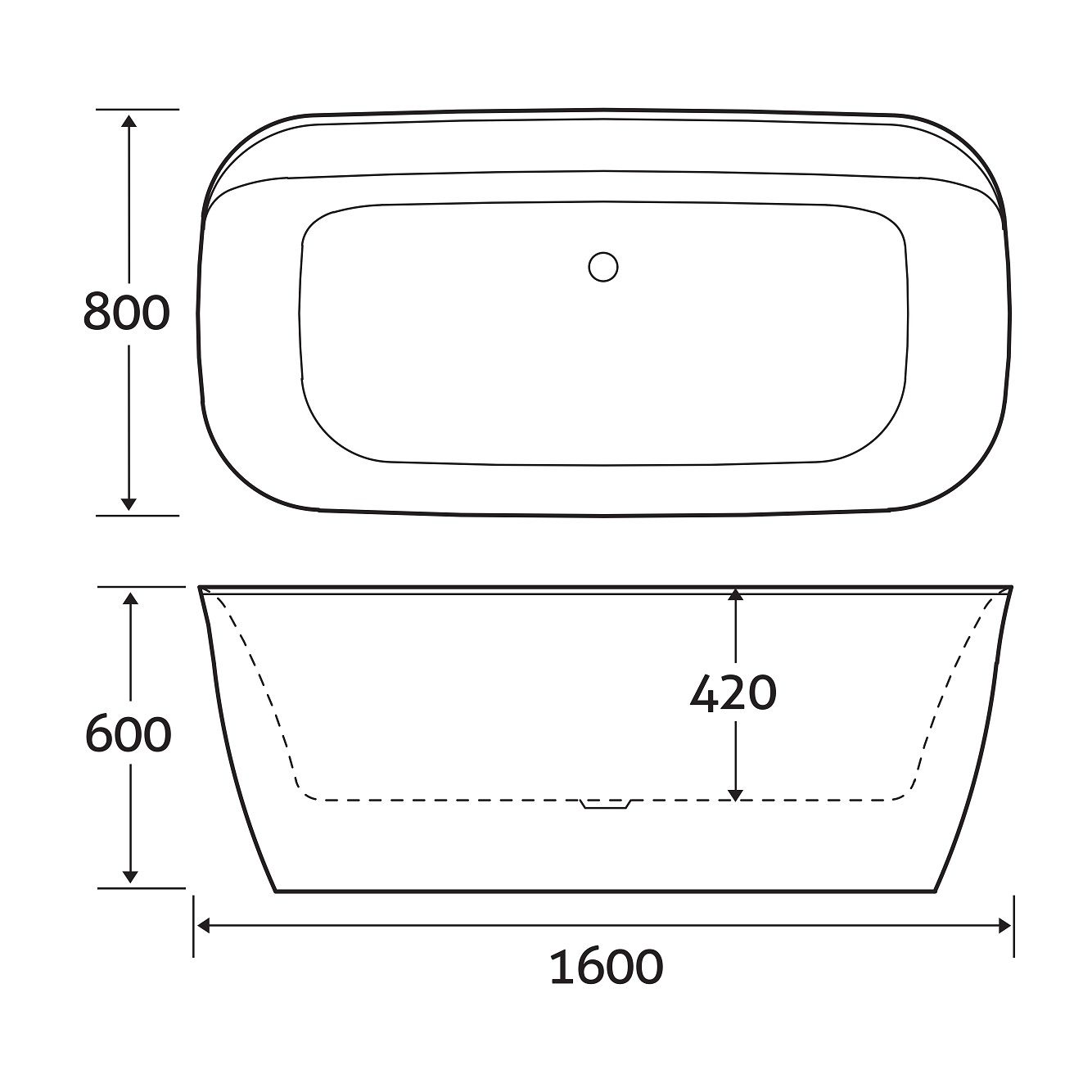 Акриловая ванна Art&Max AM-316-1600-800 160x80
