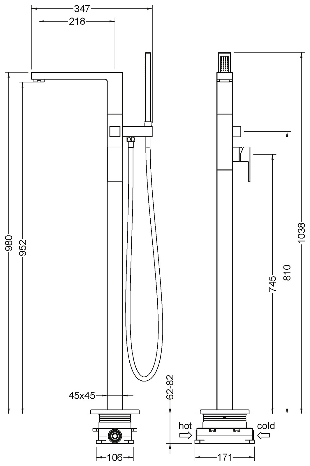 Напольный смеситель Timo Selene 2210/03Y-CR black с душем, черный матовый