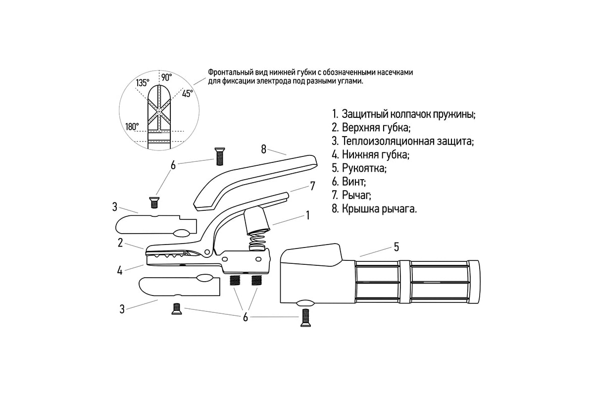 Электрододержатель 500А Italian type Rexant 16-0856