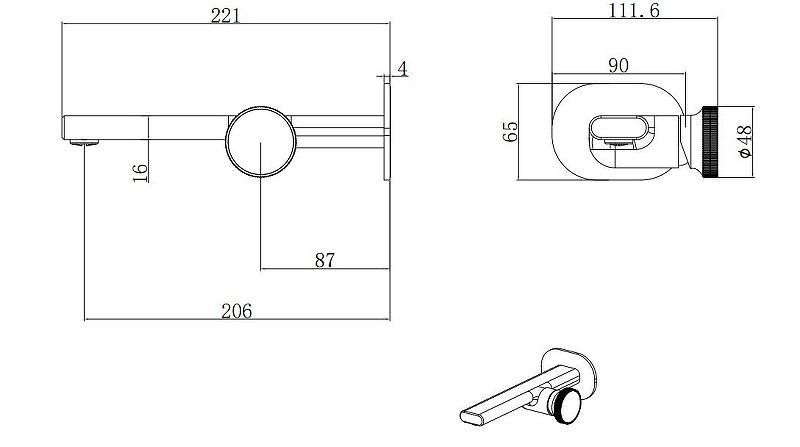 Смеситель для раковины Black&White Gravity GF-7407-GM оружейная сталь