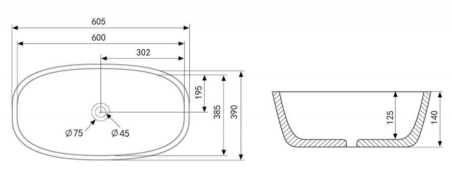 Раковина Abber Rechteck AC2206 60.5 см