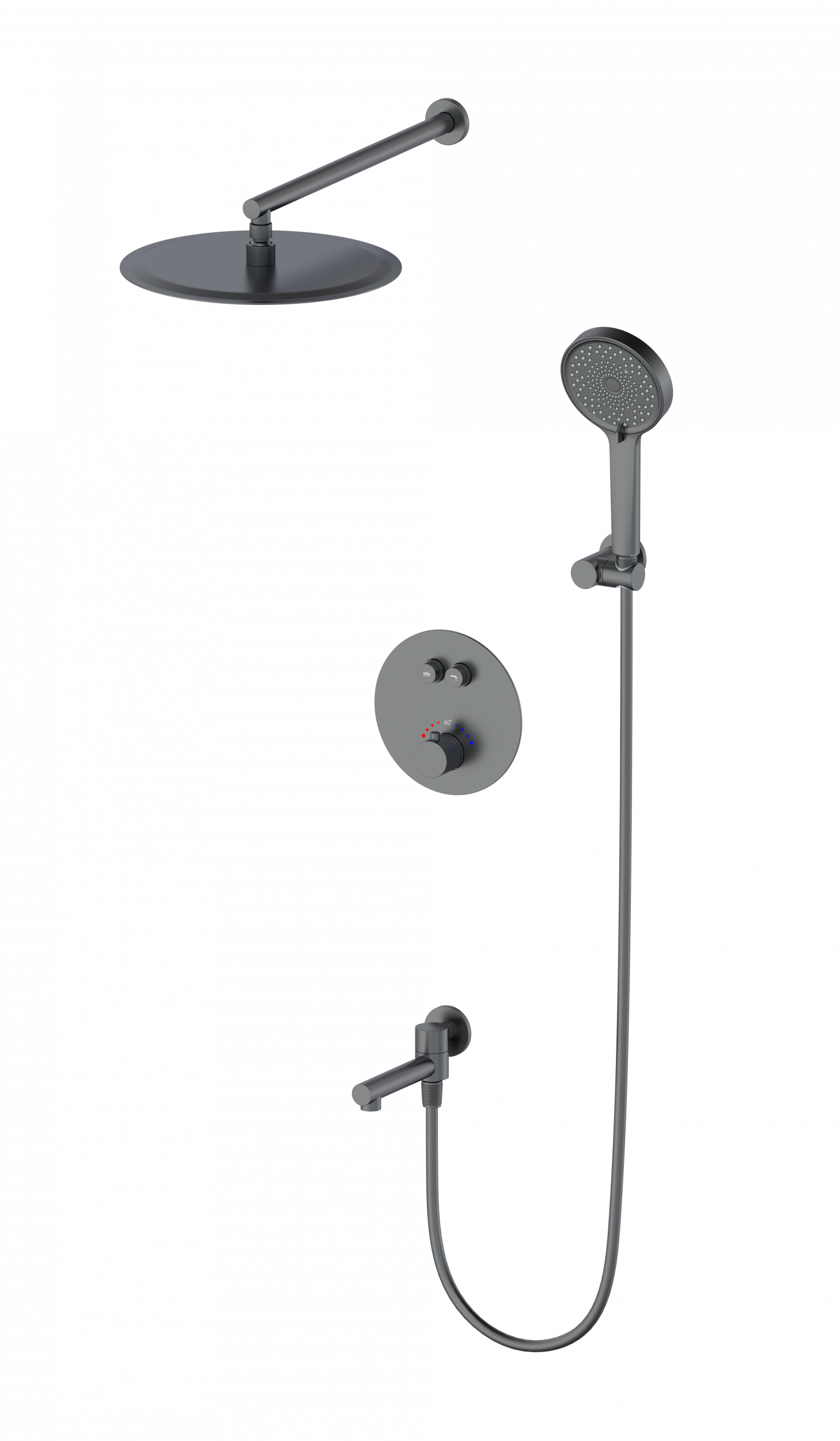 Душевой набор Wonzon&Woghand Stick WW-88929010-BGM термостат, темный графит