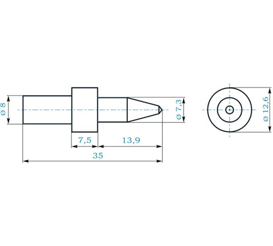 Термосверло H-Tools М8 шаг 1.25мм 7.3x13.9/35мм S=8мм 3650730 Термосверло H-Tools М8 шаг 1.25мм 7.3x13.9/35мм S=8мм 3650730