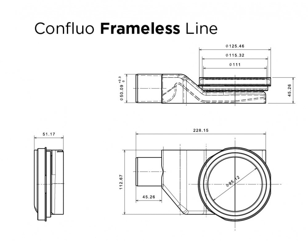 Душевой лоток Pestan Confluo Frameless Line 550 матовый хром