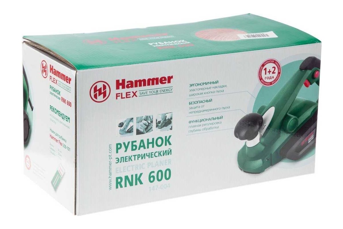 Рубанок Hammer RNK600 600Вт, 17000об/мин, нож 82мм, срез 1-2мм 12598