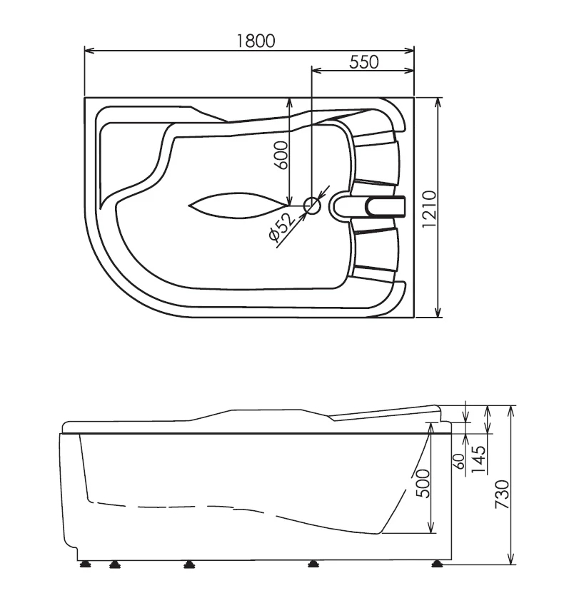 Акриловая ванна Gemy G9083 K R 180x122 см