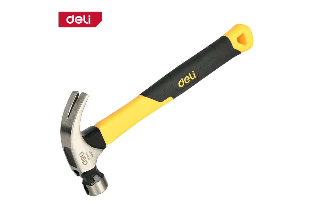 Молоток-гвоздодер Deli DL5002F 450гр, магнит, противоскользящий боек, фибергласовая рукоять 168272
