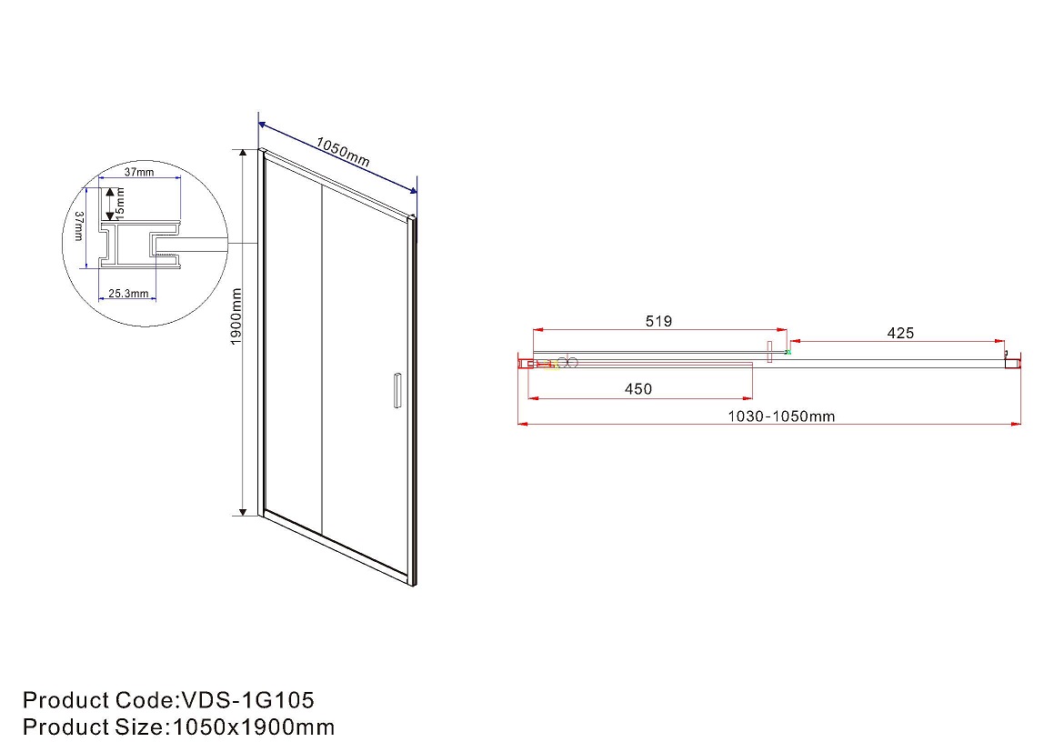 Душевая дверь Vincea Garda VDS-1G105CH 105x190 хром, шиншилла