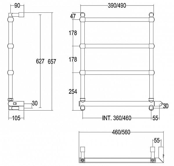 Полотенцесушитель электрический Margaroli Sole 542/TS бронза 5424704OBNBTS