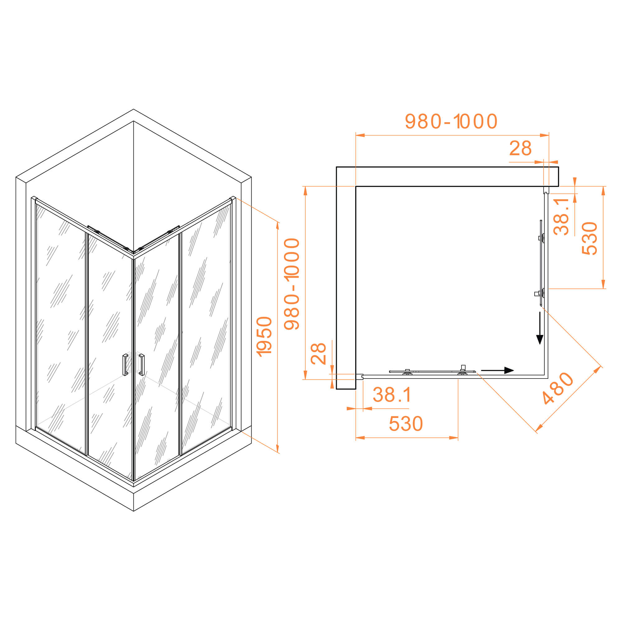 Душевой уголок RGW Passage PA-39B 100x100 прозрачное, черный 03083900-14