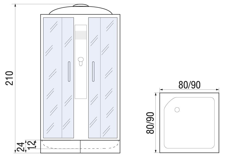 Душевая кабина River Quadro 80/24 МТ 80x80 матовая, с крышей