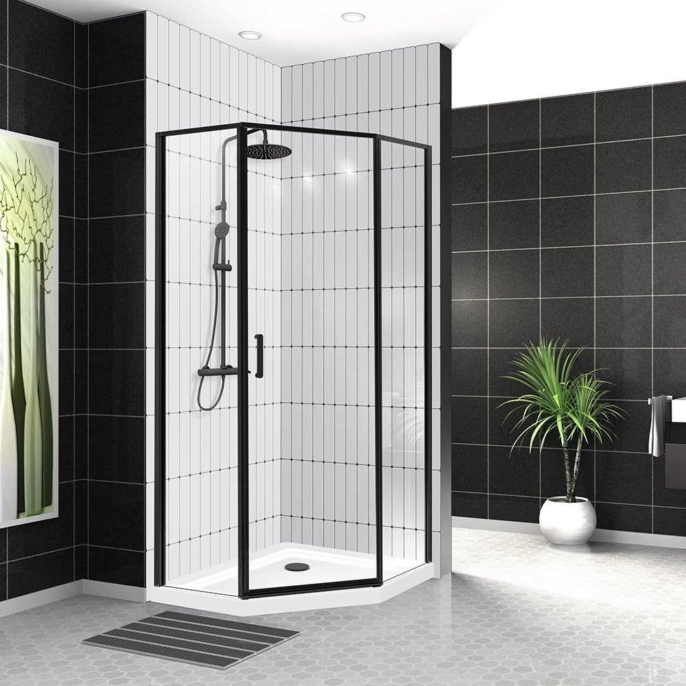 Душевой уголок BelBagno UNO-195-P-1-90-C-NERO 90x90 прозрачный, черный