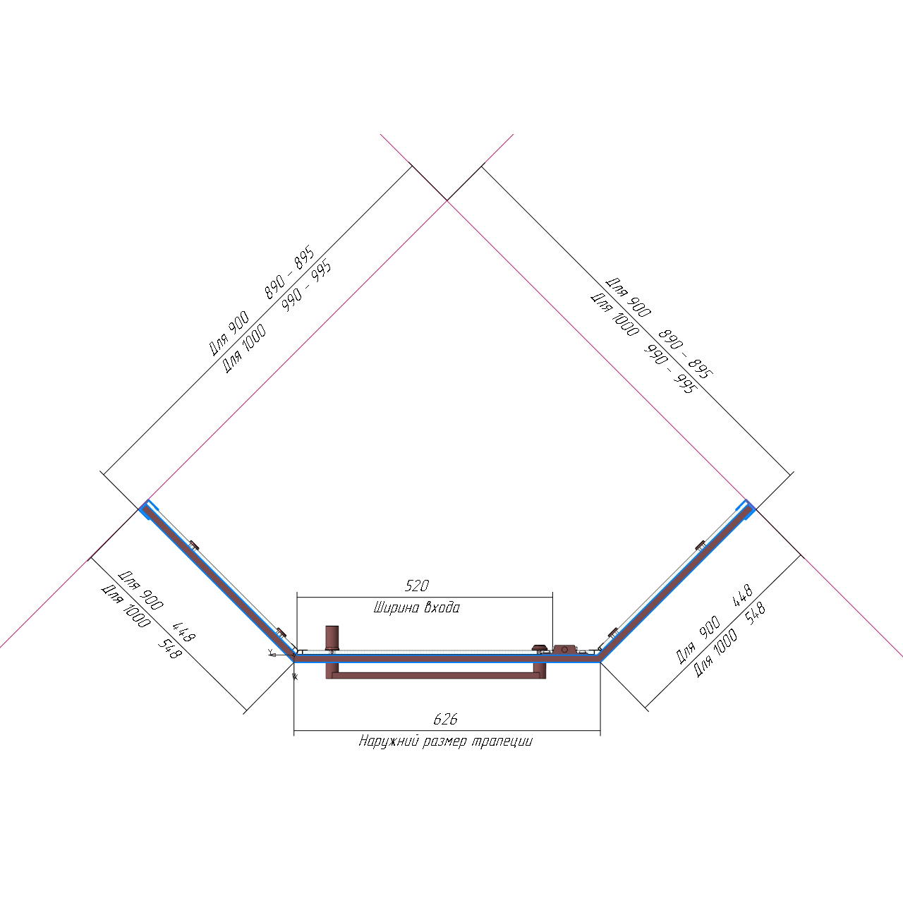 Душевой уголок RGW Hotel HO-081 100x100 хром, матовое 350608100-21
