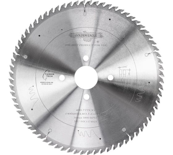 Диск пильный HW основной (400x60x4.8/3.5 мм; Z72; TR-F) Golden Eagle TL00000054