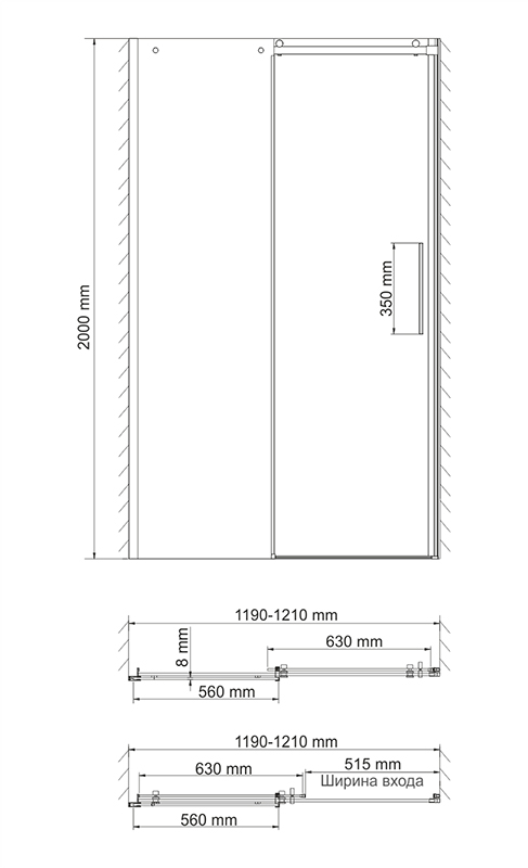 Душевая дверь WasserKRAFT Dinkel 58R05 120x200