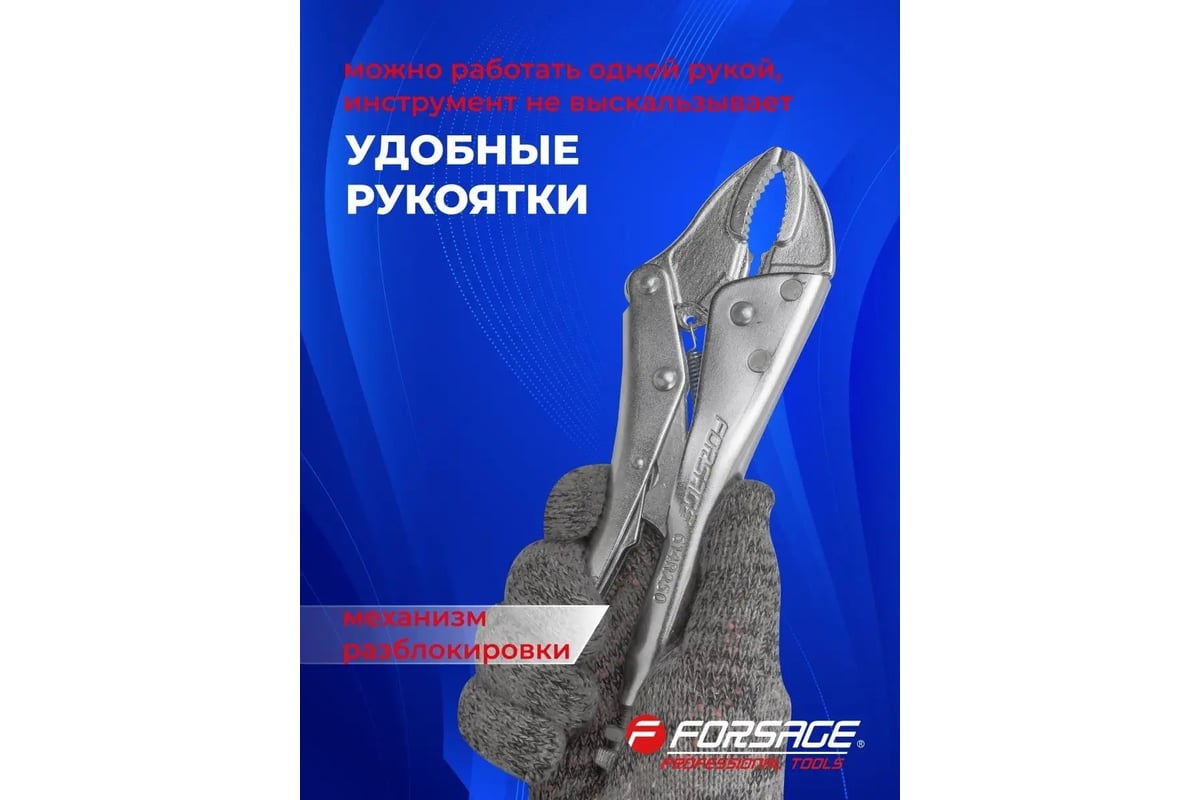Гейферный зажим Forsage с двойным овальным захватом 10"-250мм, в блистере F-614250J(421)