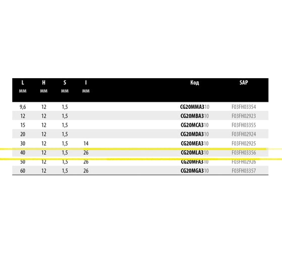 Нож 40x12x1.5 мм Freud CG20M LA310