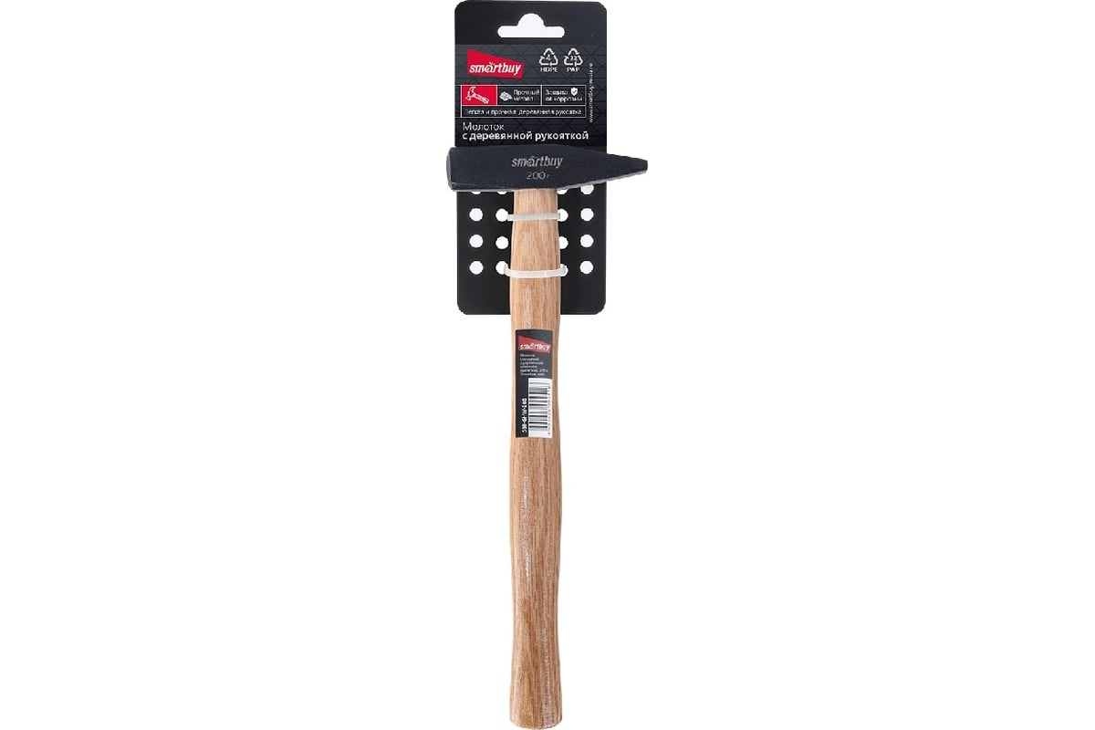 Слесарный молоток с деревянной клеенной рукояткой Smartbuy 200 г, tools SBT-GHW-200