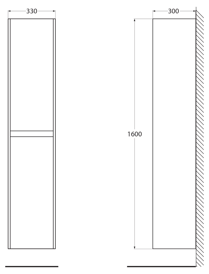 Шкаф пенал BelBagno Kraft 33 см R Bianco Opaco, KRAFT-1600-2A-SC-BO-R