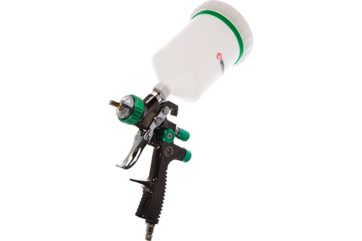 Пневматический краскопульт Intertool LVLP GREEN, форсунка 1.3 мм, бачок 600 мл, PT-0132