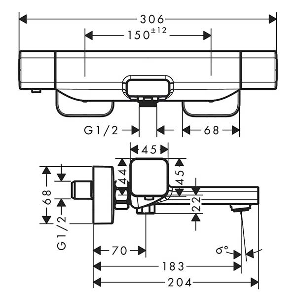 Смеситель для ванны Hansgrohe Ecostat E 15774000 термостат