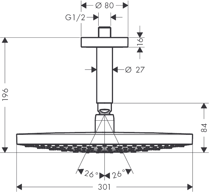 Верхний душ Hansgrohe Raindance Select S300 27337400 хром/белый