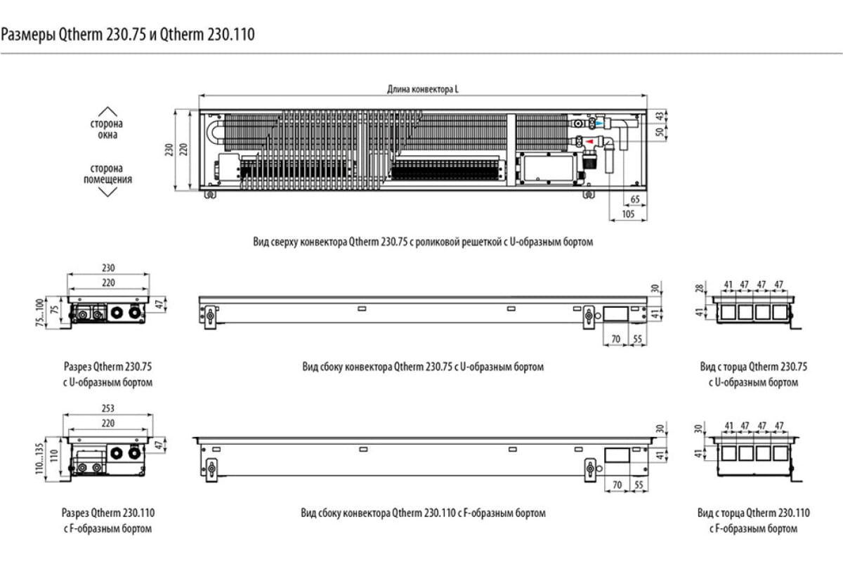 Встраиваемый в пол конвектор Varmann Qtherm Q 230.75.800 RR U EV1