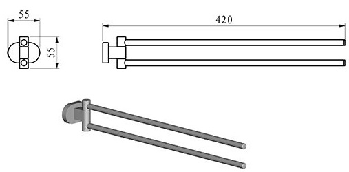 Полотенцедержатель Ravak Chrome CR 340.00 двойной