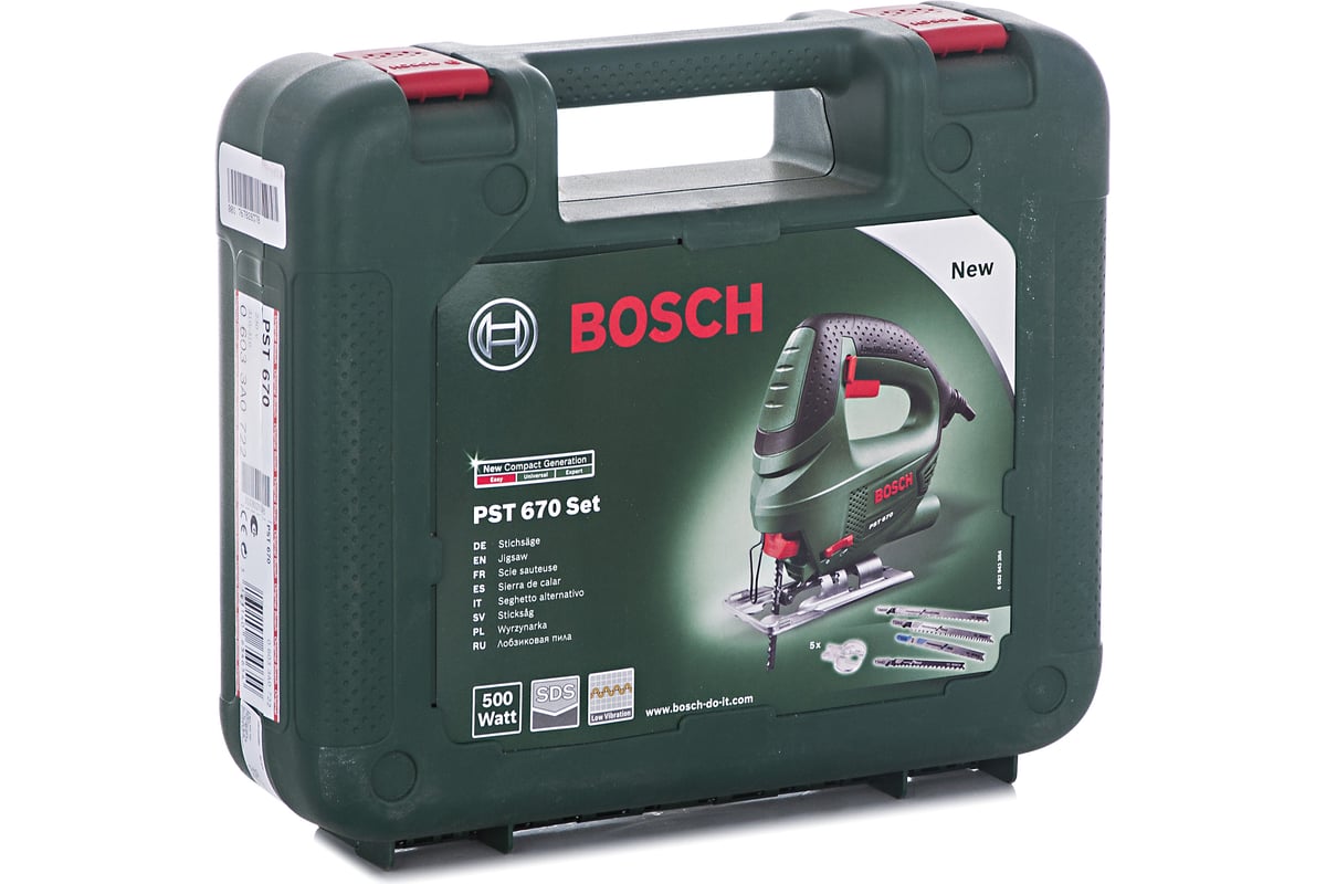 Лобзик Bosch PST 670 + 4 пильных полотна 0.603.3A0.722