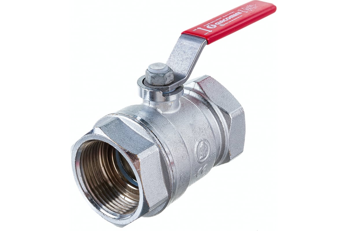 Шаровой кран Giacomini R250D 1 1/4", внутренняя/внутренняя, ручка-рычаг красный, хромированный R250X006