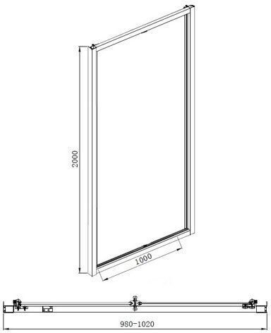 Душевая дверь Aquanet Alfa NAA6422 100x200, прозрачное стекло