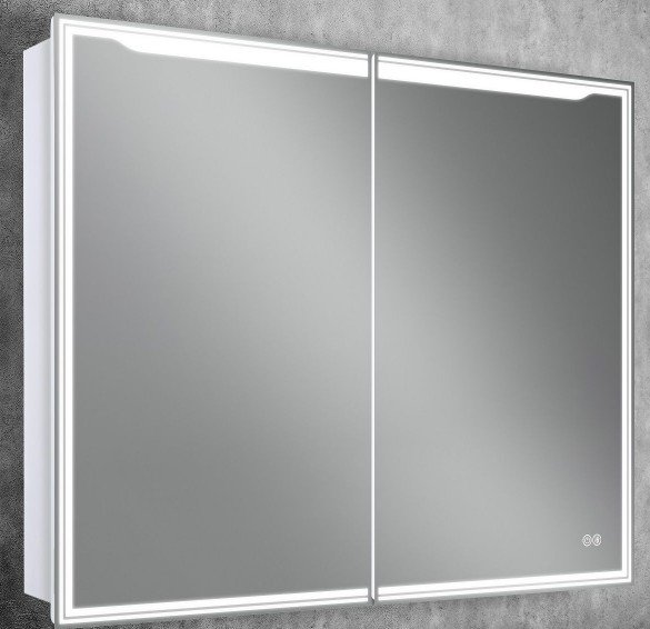 Зеркальный шкаф Art&Max Merano 100x80 см AM-Mer-1000-800-2D-DS-F с подсветкой, анти-пар