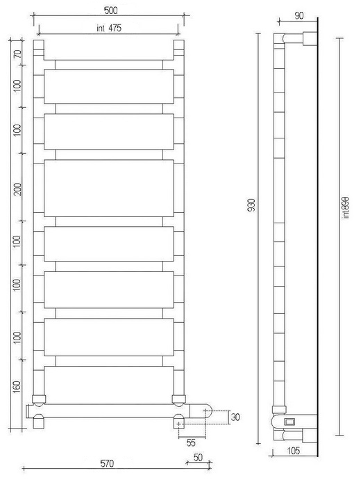 Полотенцесушитель электрический Margaroli Sereno 475-584/8 хром