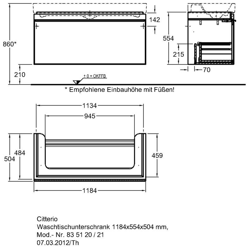 Тумба с раковиной Keramag Citterio 118.4 см