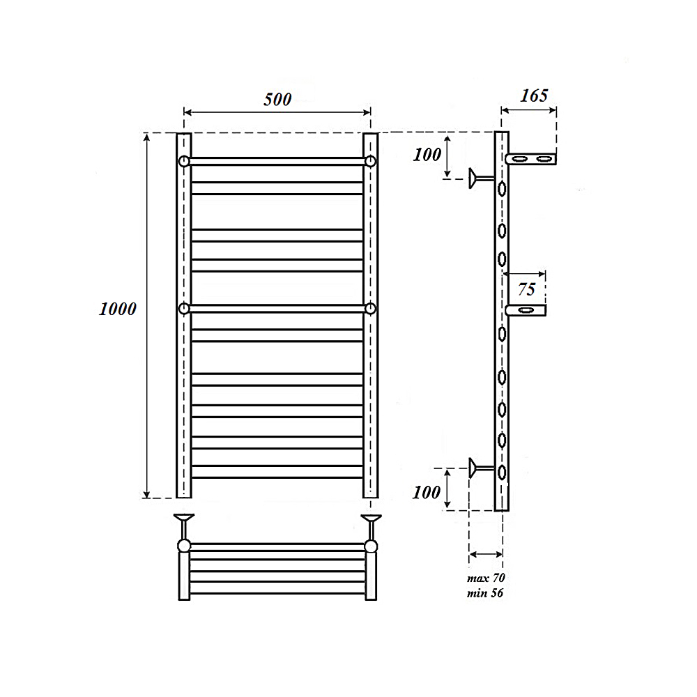 Полотенцесушитель водяной Point Артемида PN14150P П8 50x100 c 2 полками, хром