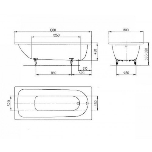 Стальная ванна Kaldewei Saniform Plus 375-1 180x80 anti-slip