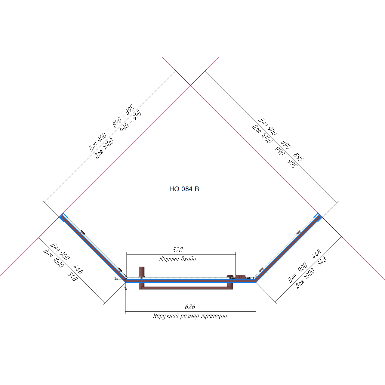 Душевой уголок RGW Hotel HO-084G 90x90 золото, сатинат