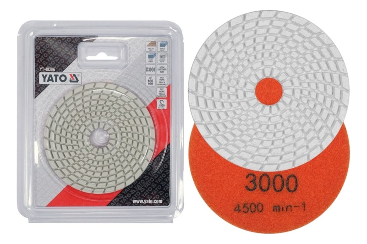 Диск алмазный шлифовальный 100 мм, Р3000 Yato YT-48206