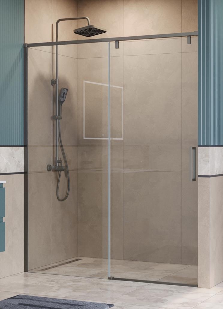 Душевая дверь BelBagno SOFT_CLOSE-1-BF-1-150-C-GM 150x200 прозрачная, оружейная сталь Душевая дверь BelBagno SOFT_CLOSE-1-BF-1-150-C-GM 150x200 прозрачная, оружейная сталь