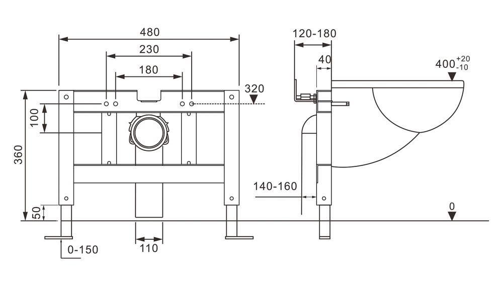 Инсталляция для унитаза Abber AC0101P с импульсным смывом