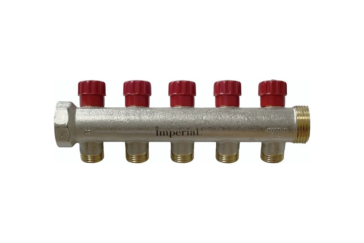 Коллектор с вентильными кранами Imperial 1-1/2-4вых. никелированный (Италия) (40мм) 855.04