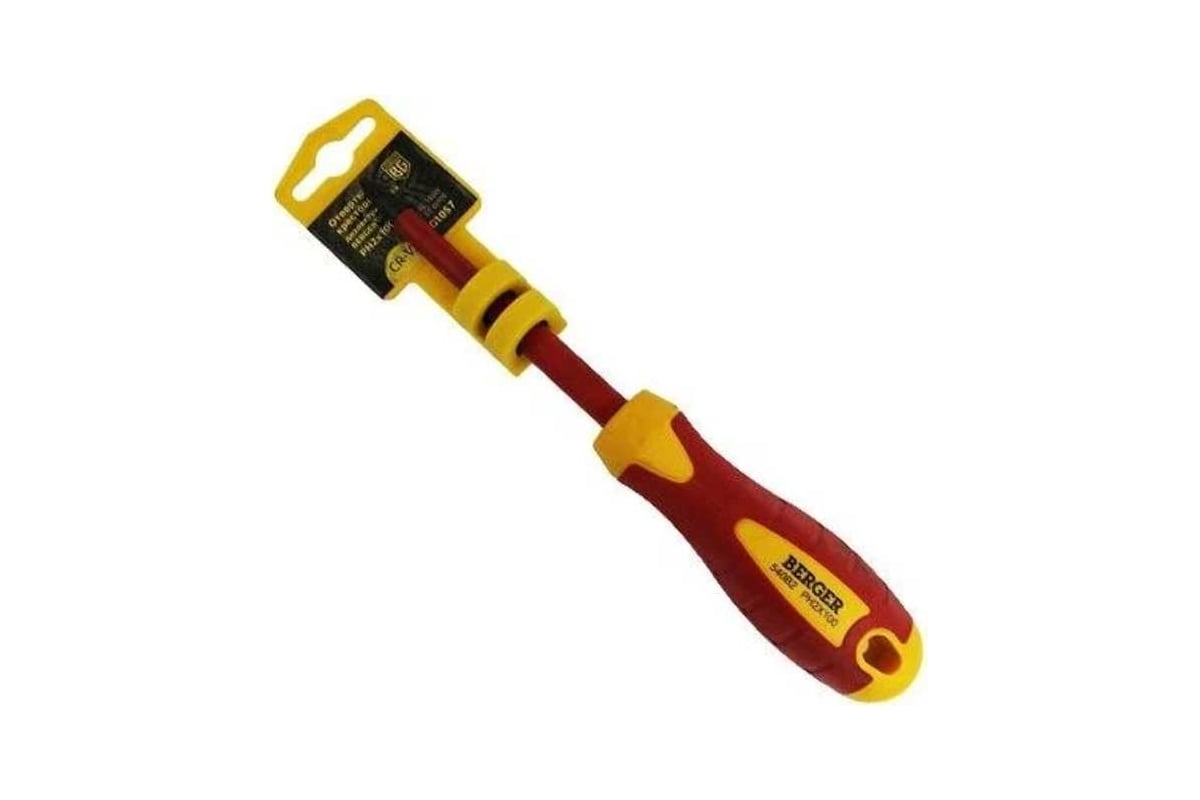 Диэлектрическая крестовая отвертка PH2*100мм, до 1000V Berger BG BG1057
