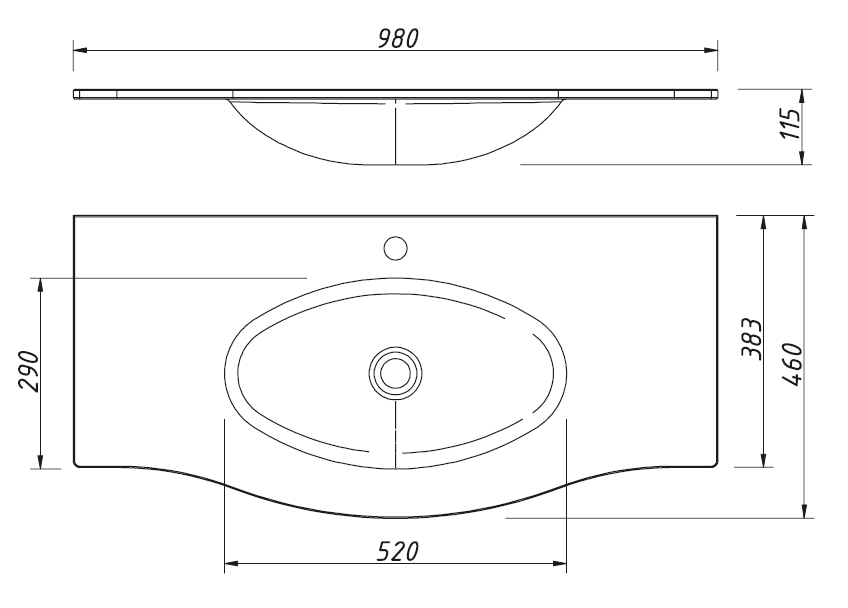 Раковина Caprigo Nokturn OW15-1314-R800 100 см магнолия