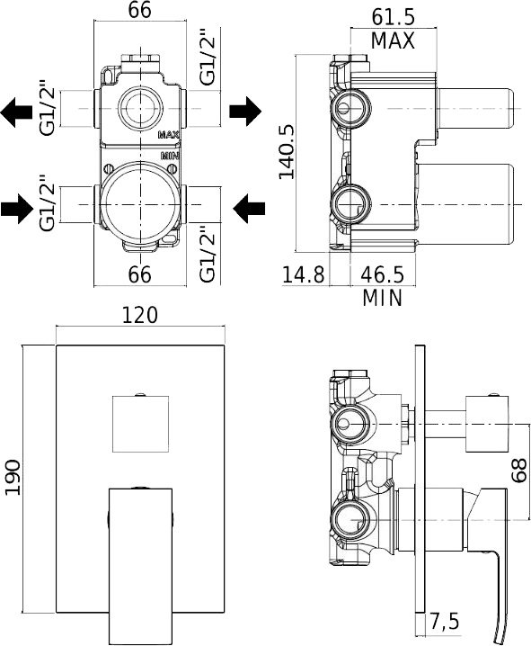 Смеситель для душа Paffoni Elle EL018NO/M черный матовый