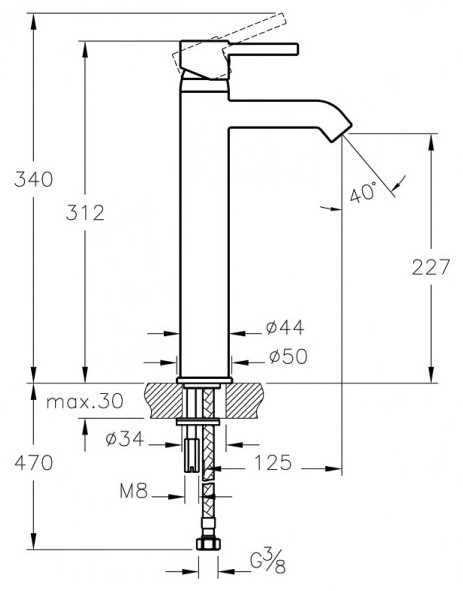 Смеситель для раковины Vitra Minimax S A41990EXP