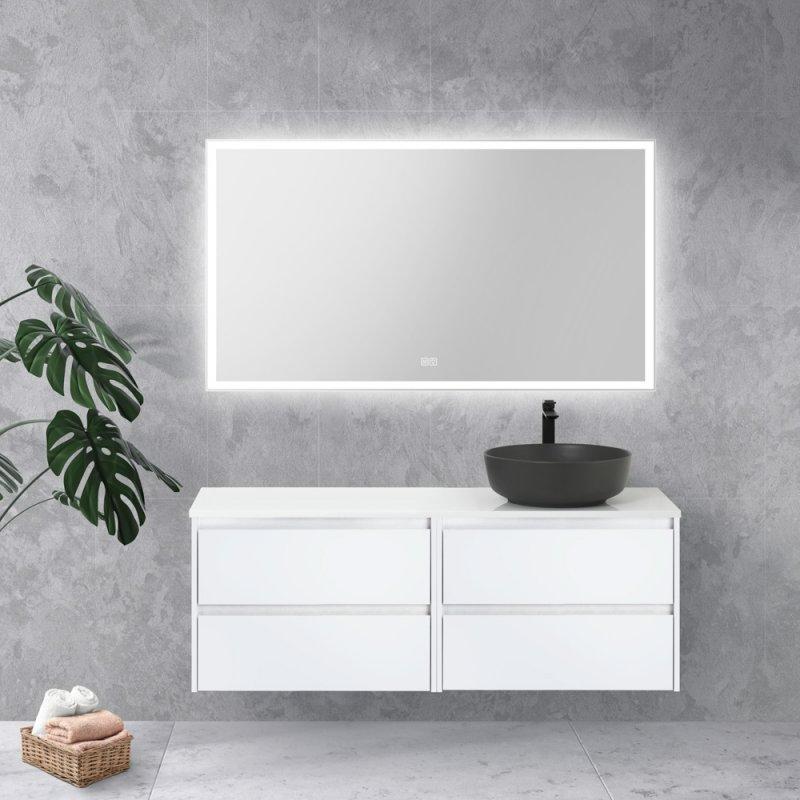 Столешница BelBagno EK-120-AS-BL-R 120 см 1 отв. под смеситель, чаша справа, Bianco Lucido