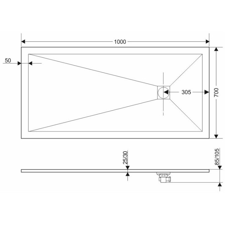 Поддон для душа Grossman Strong GR-S170100Q 100x70 белый