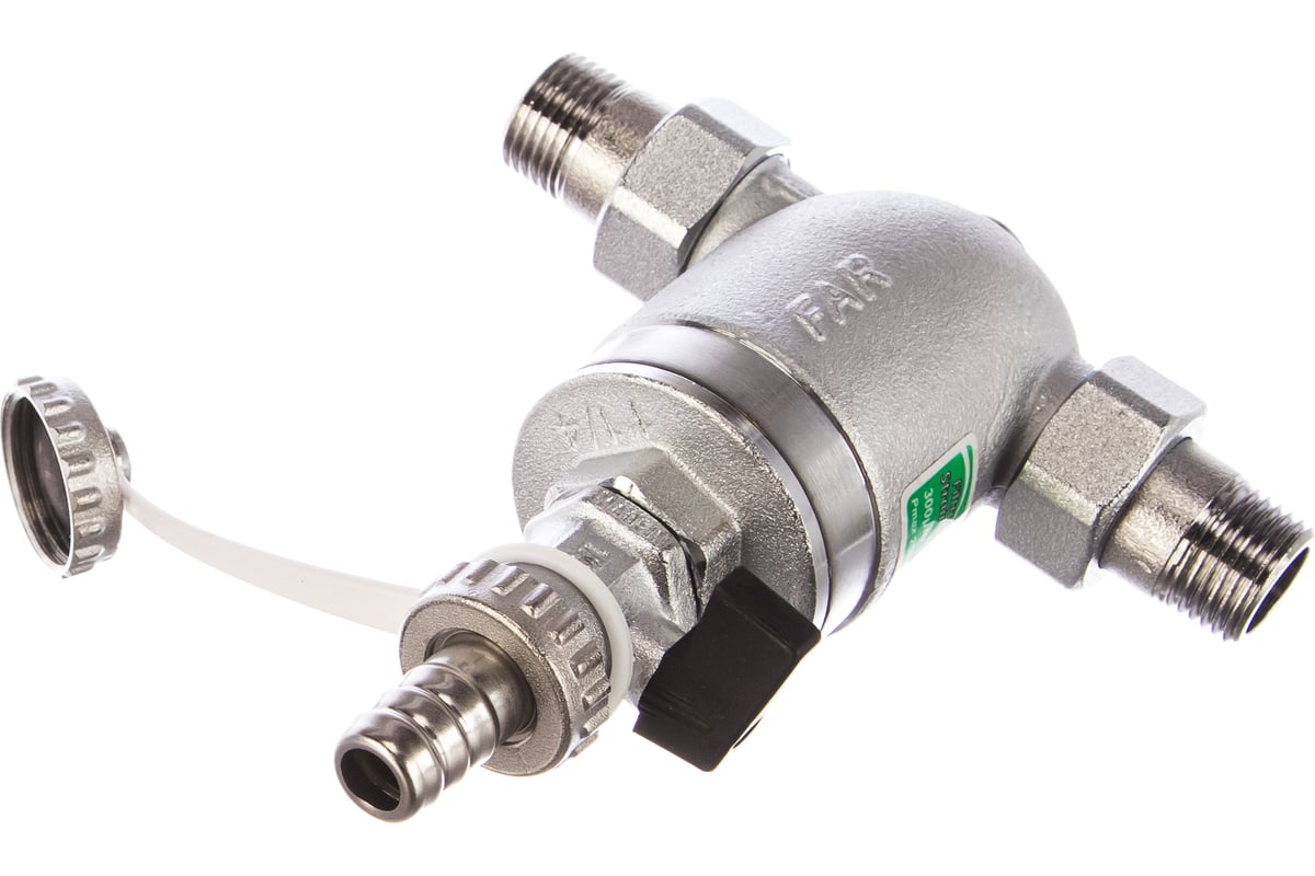 Фильтр FAR 1/2" НР-НР, с манометром, 300 мкм, Max: 95 C, 25 бар FA 3944 12